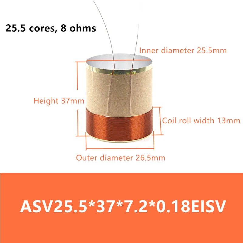 1PCS Speaker Voice Coil Braided Copper Lead Bass Voice Coil 2Layers Speaker Aluminum Voice Coil Repair Accessories Oasis Select 25.5377.28