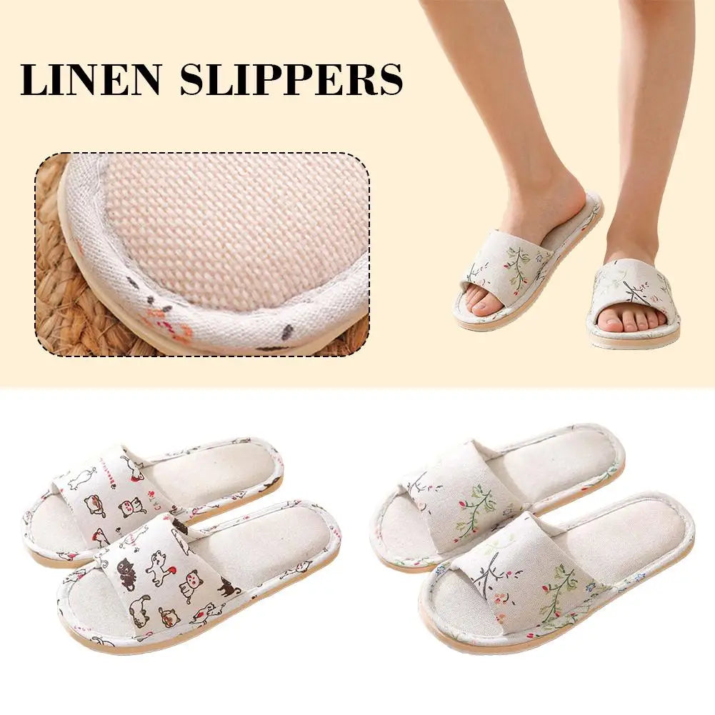 Women Flax Slippers Home Slippers Linen Summer Lightweight Flat Sandal Breathable Comfortable Non-Slip Slides Indoor Men Slipper Oasis Select