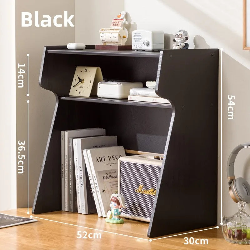 Nanzhu Bookshelf Desktop Student Desk Storage and Organizing Rack Simple Table Multi-layer Table Small Shelf Oasis Select Low Black