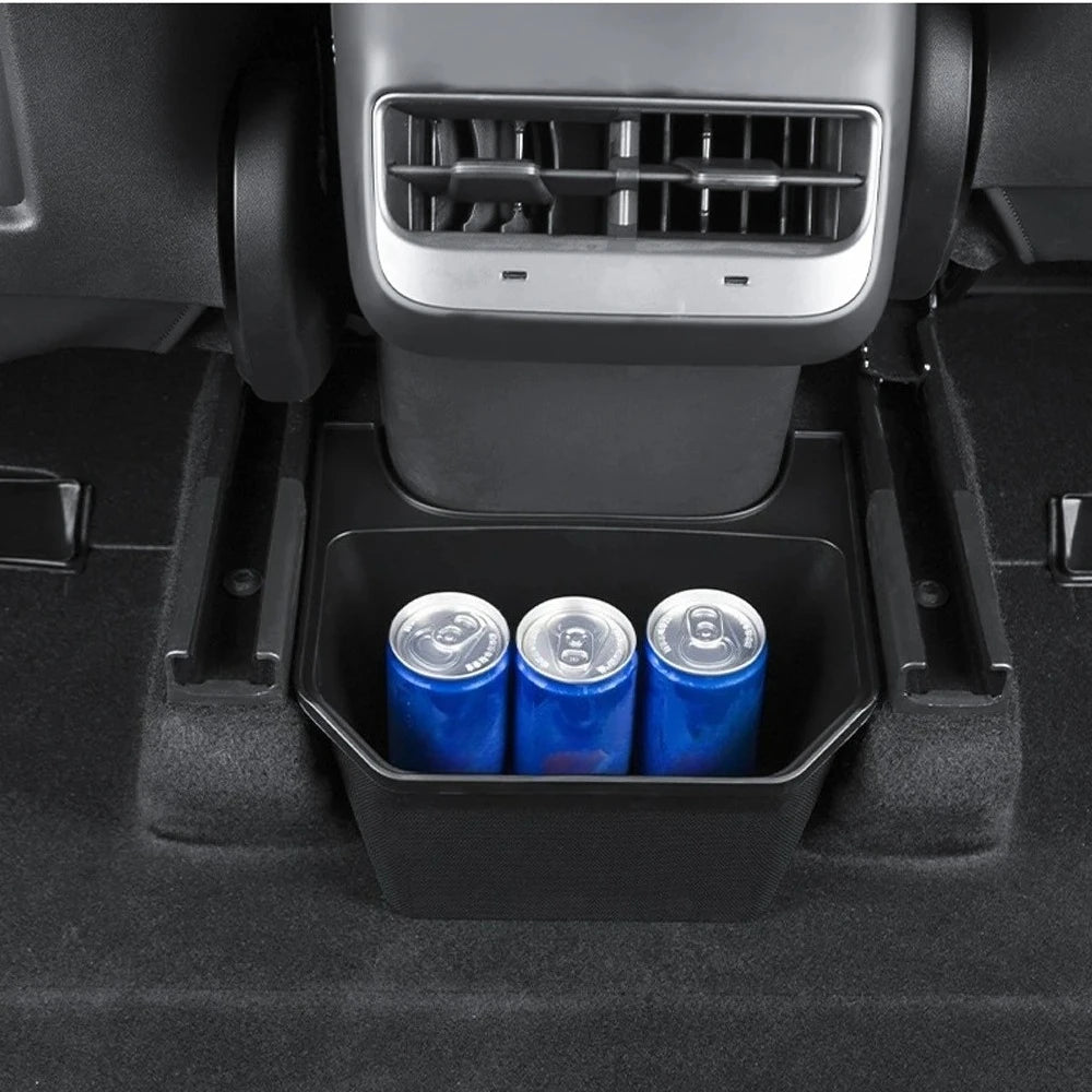 For Tesla Model Y Rear Seat Storage Box Under Air Vent Storage Case Trash Can Organizer Car Interior Accessories Oasis Select