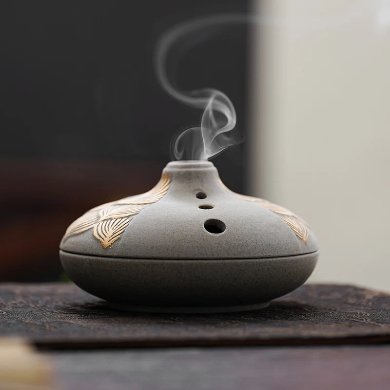 Lotus Incense Burner Tao Sha Tea Dish Incense Burner Wormwood Mosquito Repellent Household Indoor Creative Aromatherapy Stove Oasis Select
