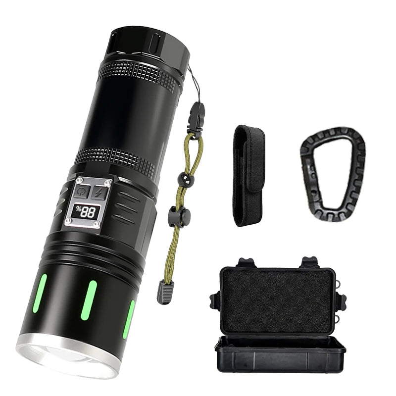 20W LED Flashlight 1000 Lumens Zoomable Rechargeable + Power Bank
