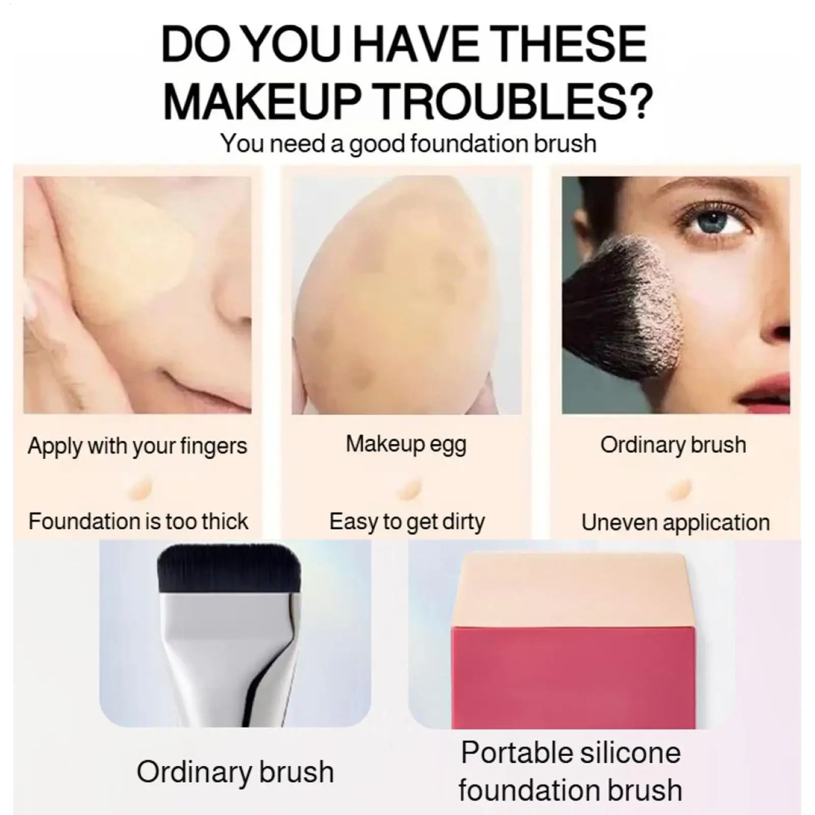 Silicone Face Applicator Portable Soft Flat Head Application Tool Facial Foundation Applicator Brush for Mud Lotion CC Cream Oasis Select