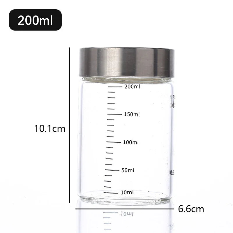 100-500ml Glass Storage Cup Portable Seal Thickening High Borosilicate Thermostability Liquid Storage Cup Scale Sealed Jar Oasis Select 200ml