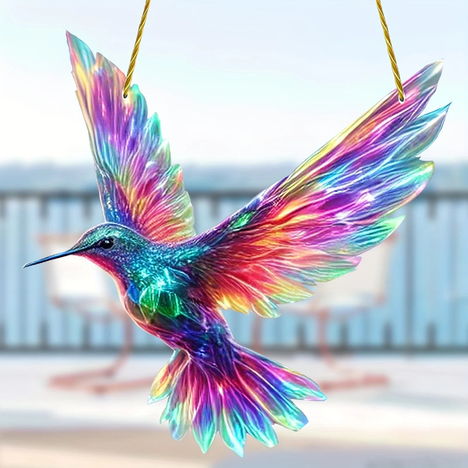 Gorgeous Hummingbird Sun Catcher - 7.87" Acrylic Stained Glass, Hanging Decor for All Seasons, Perfect Home & Garden Gift Oasis Select