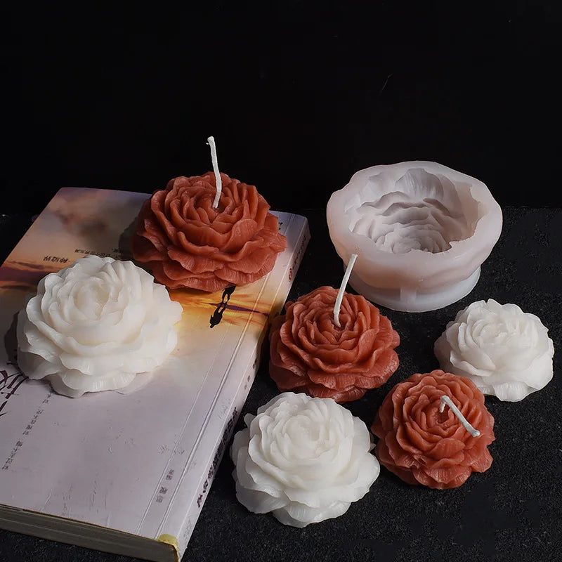 3D Peony Silicone Candle Mold DIY Handmade Flower Aromatherapy Plaster Resin Soap Making Supplies Cake Baking Mold Home Decor Oasis Select