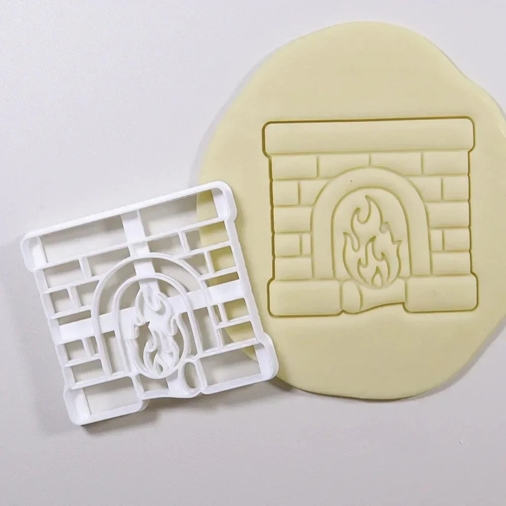 Christmas Gingerbread Cookie Cutters DIY Snowflake Santa Plastic Cookie Mold Biscuit Stamp Christmas Baking Supplies Oasis Select Fireplace