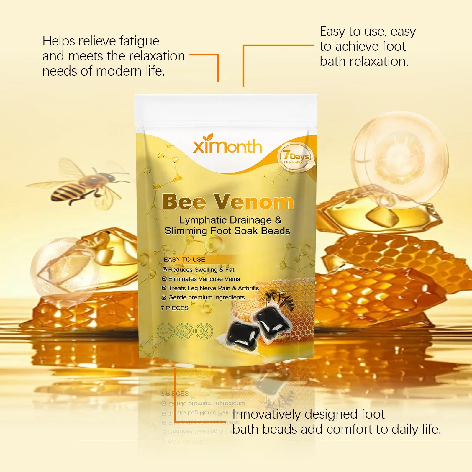 Ximonth Bee Venom Herbal Foot Bath Soak Beads 7pcs