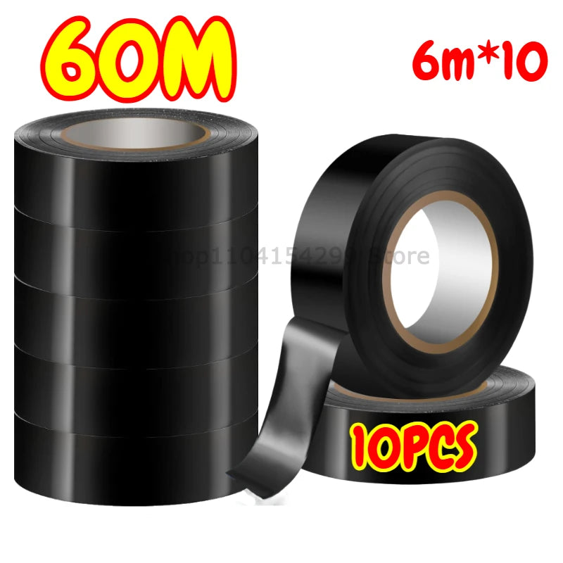 Black Electrical Insulation Tape Wire Bundle Insulation Auto Wiring Wrap Cable Adhesive Insulating Tape Electro Home Improvement Oasis Select 60M(10pcs) 16mm