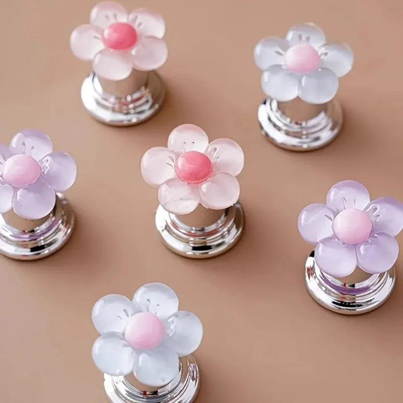 5pcsCute Flower Toilet Button Nail Specific Bathroom Water Tank Switch Button Universal Toilet Press Home Furnishings Decoration Oasis Select
