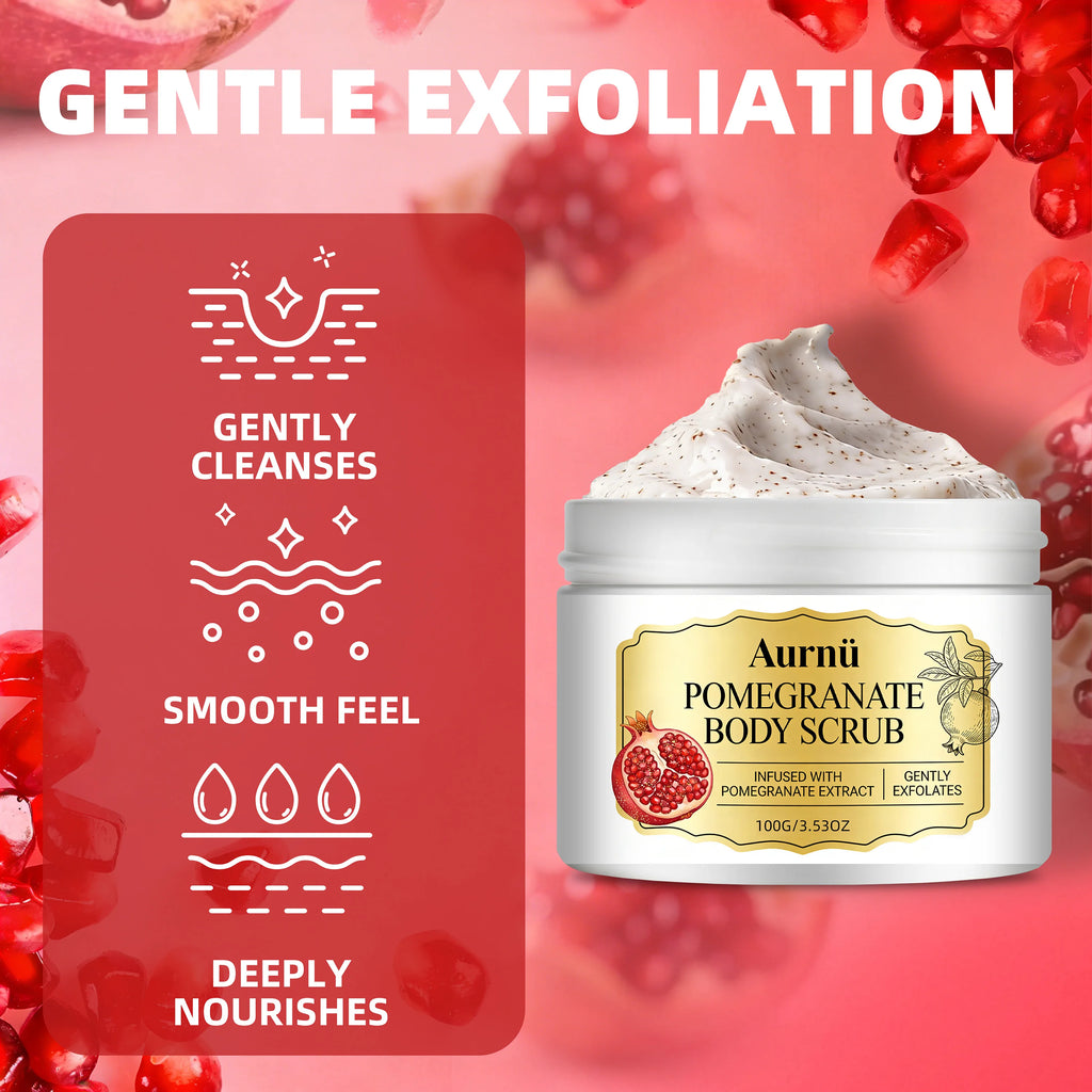 Aurnü Pomegranate Body Scrub – Hydrating & Gentle Exfoliant Body Scrub Cream Oasis Select