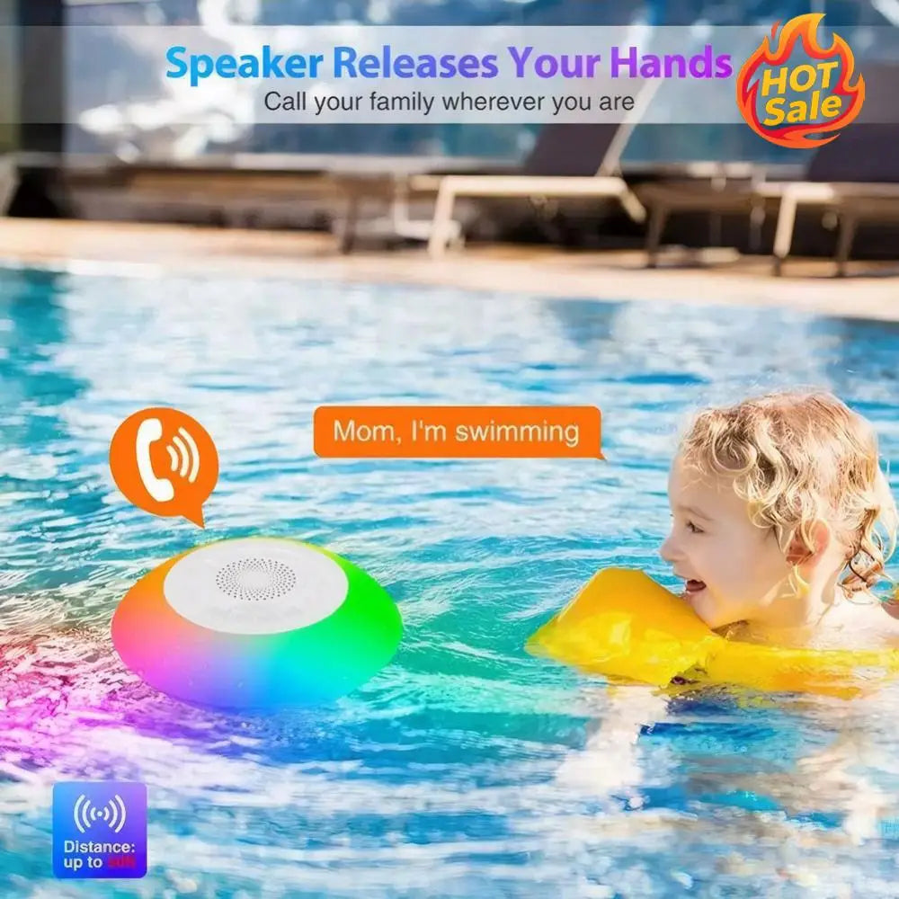 Floating Pool Speaker with Colorful Lights BT Speaker IPX7 Waterproof Hot Tub Speaker Wireless Speaker for Pool Oasis Select