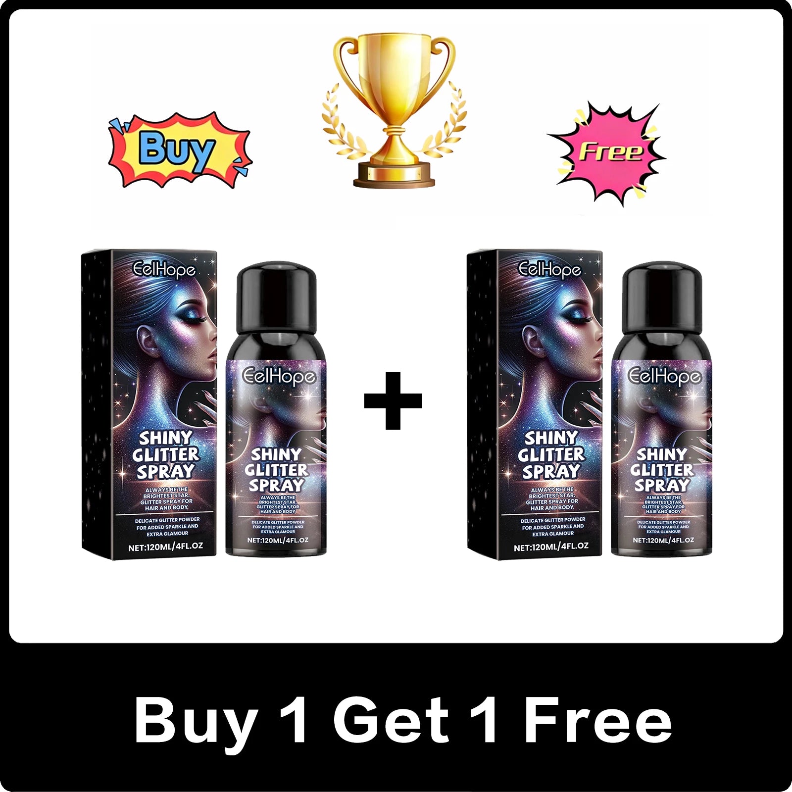 Eelhope Body & Face Glitter Spray – Shimmer Highlighter 120ml Body Glitter Spray Oasis Select Buy 1 Get 1 Free