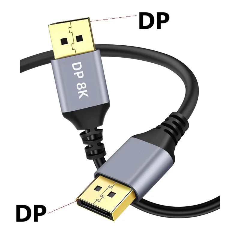  1m 2m 3m 8K DP DisplayPort Cable 8K@60Hz 4K@144Hz 32.4Gbps High Speed for Laptop PC Gaming Monitor Graphics Card Display Port Oasis Select