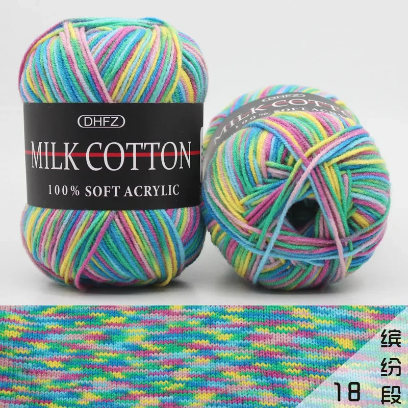 DIY Three Strands Graded Section Dyed Wool Medium Fine Cotton Thread Hand Crochet Doll Milk Cotton Thread Crochet Yarn Oasis Select 18