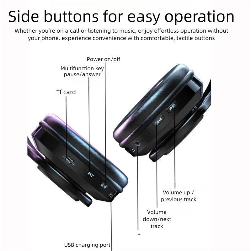 Wireless Bluetooth 5.0 Headphone With Microphone On-Ear Headset Stereo Sound Earphones Sports Gaming Foldable Headphones Game Oasis Select