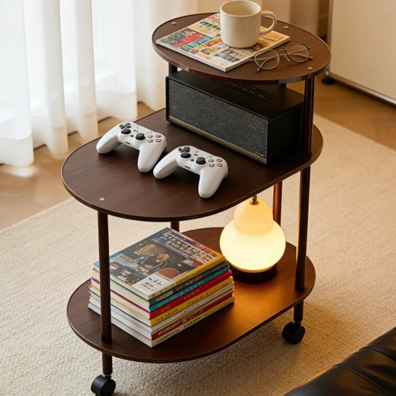 Movable coffee table small apartment modern simple side cabinet light luxury living room Italian minimalist new sofa side cart Oasis Select