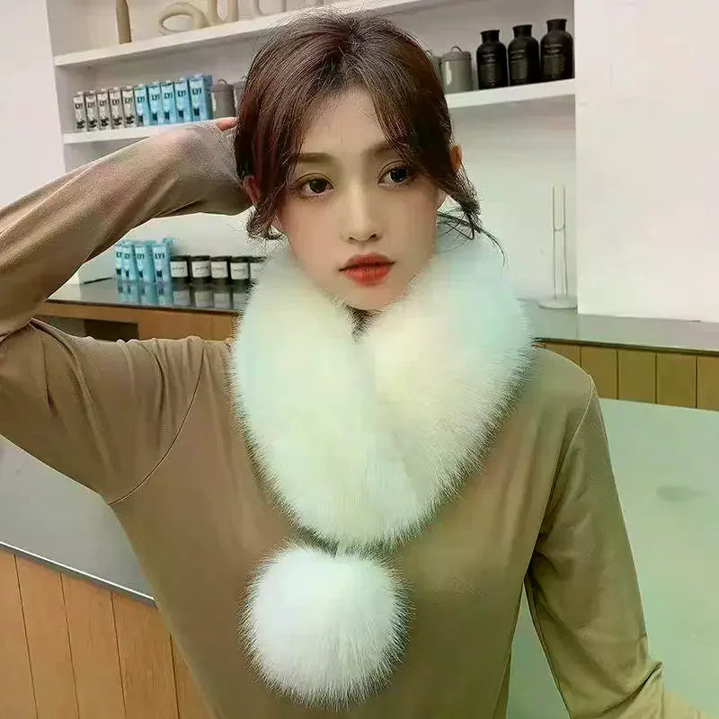 Women's Velvet Faux Fur Collar Scarf – Soft, Warm & Elegant