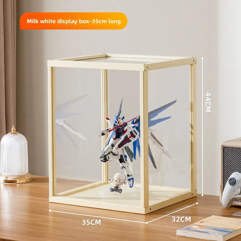 Figure Cabinet Wine Cabinet Toy Storage Rack Display Cabinet Household Sub-dustproof Transparent Cabinet Lego Display Cabinet Oasis Select Milk White Small