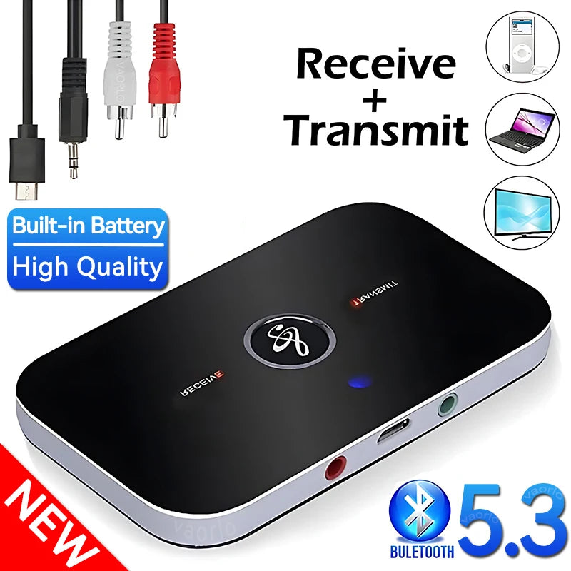 Upgraded Bluetooth 5.3 Audio Transmitter Receiver RCA 3.5mm AUX Jack USB Dongle Music Wireless Adapter For Car PC TV Headphones Oasis Select