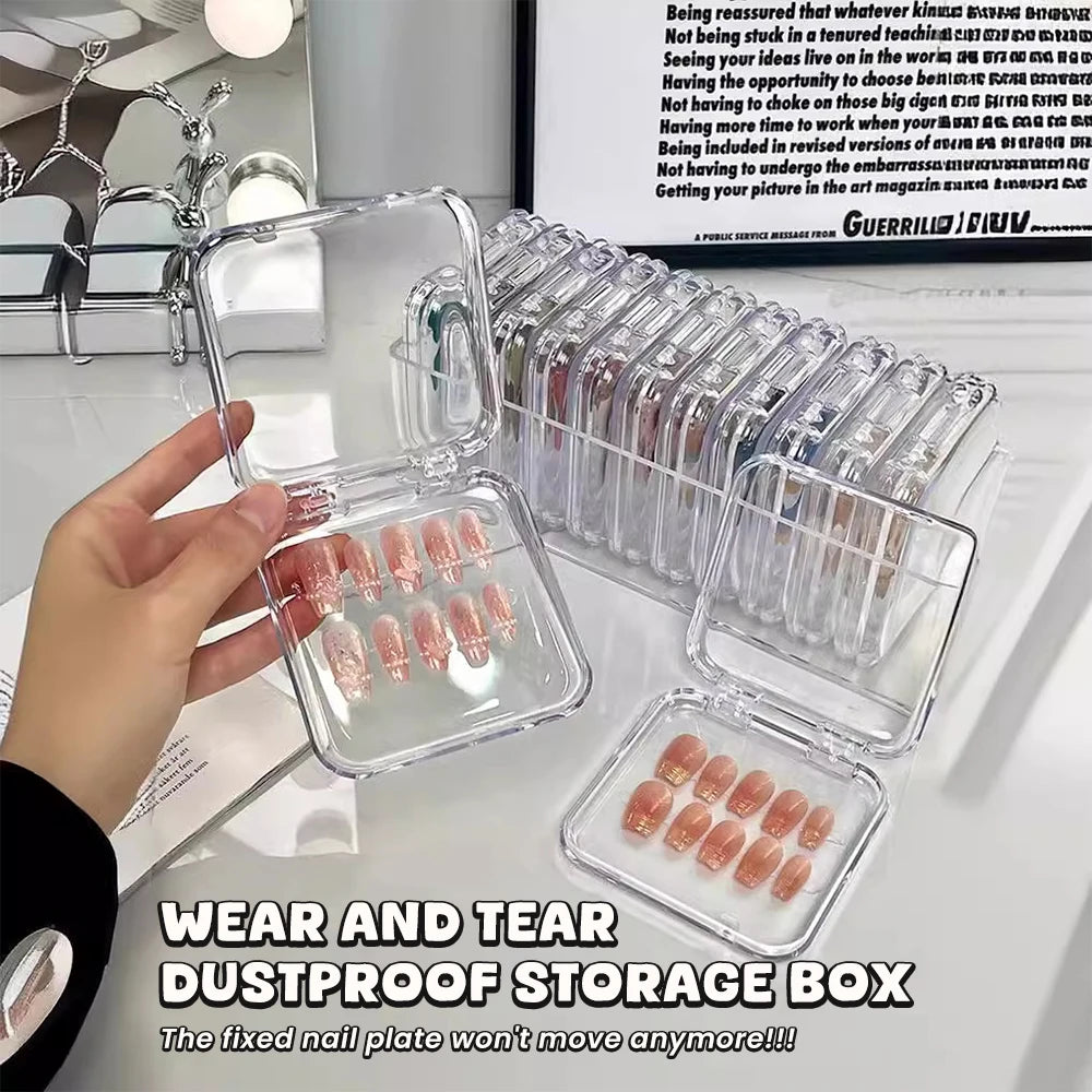 False Nail Case Plastic Storage Box for Fake nails Transparent Pink Nail Art Display Stand Fake Nails Organizer Packing Box Oasis Select