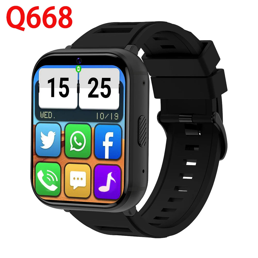RAM 4GB ROM 64GB 1.99 Inch 4G Call Smart Watch GPS Wifi Smartwatch Dual Camera SIM Heartrate Testing Waterproof Sports Men Gift Oasis Select Q668 black 4GB RAB 64GB ROM