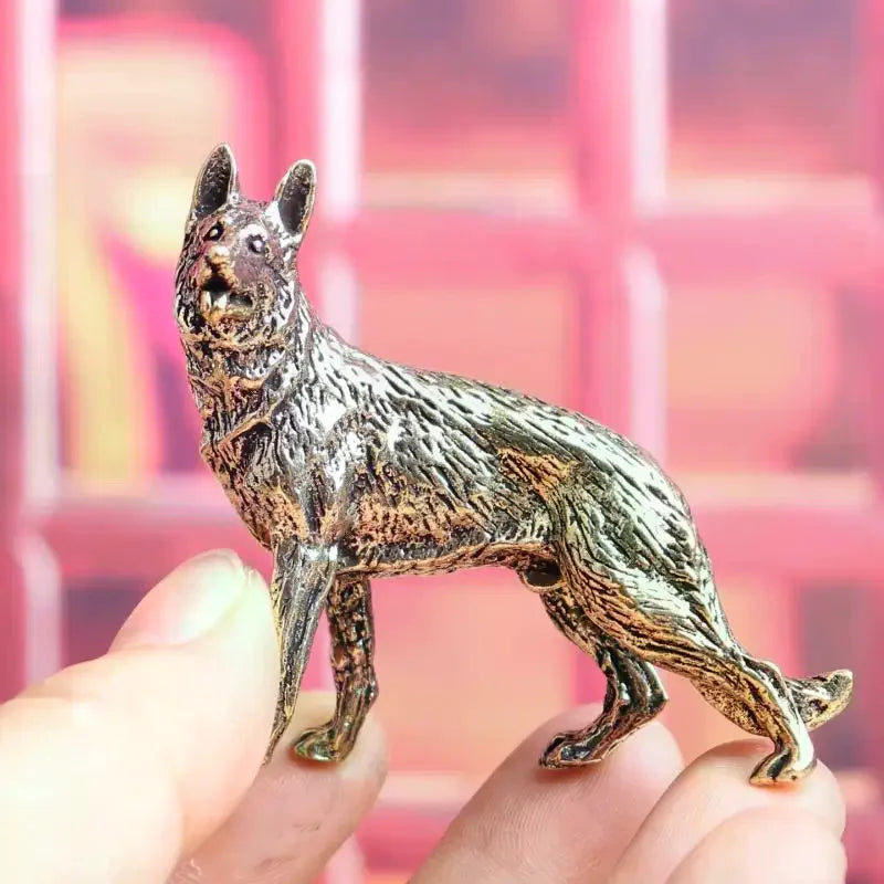 Vintage Copper Lucky Dog Miniature Figurines Desktop Small Brass Ornaments Wolf Tea Pets Home Decorations Oasis Select