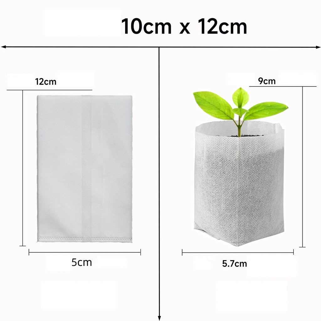 100-Pack Biodegradable Nursery Grow Bags | Non-Woven Fabric Pots