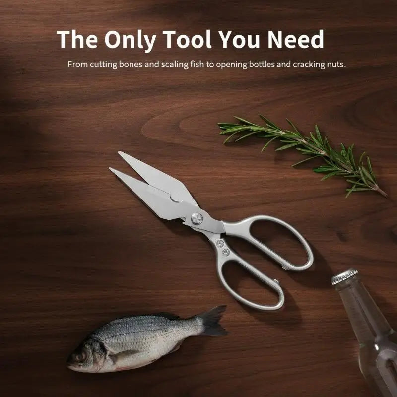 Kitchen Scissors Sharp Thickened Stainless Steel Blades Nonslip Handle 1Pcs for Cutting Poultry Meat Vegetable Seafood Oasis Select