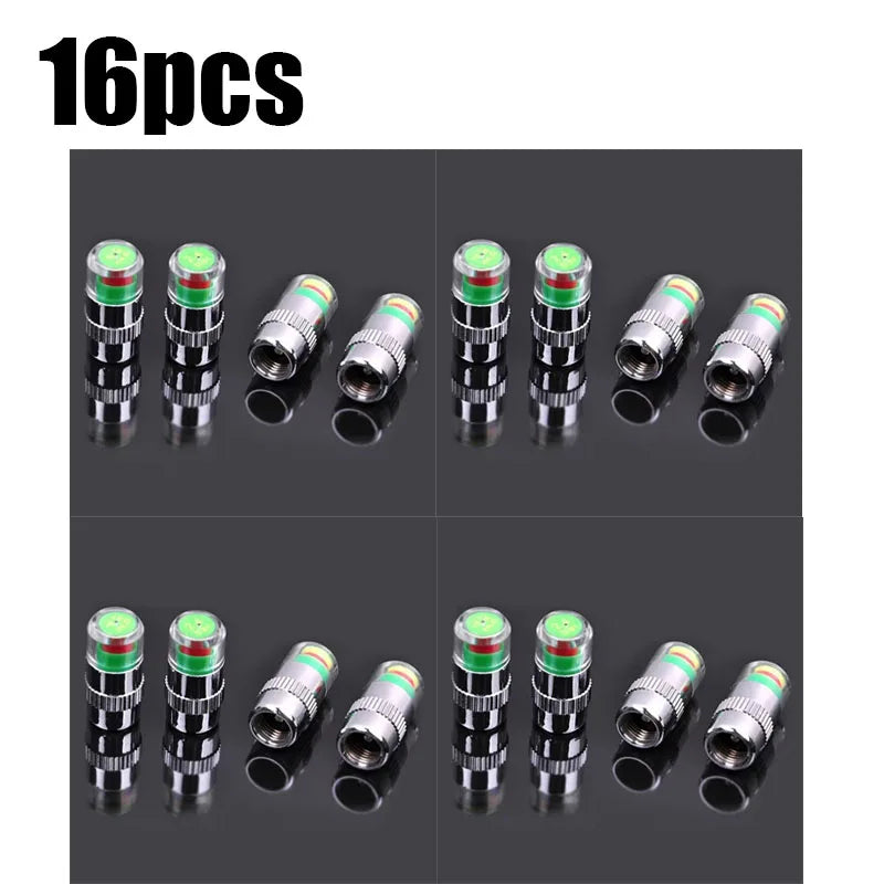 4/24pcs Motorcycle Car Tire Pressure Monitor Valve Cap Sensor Indicator Eye Alert Auto Tire Pressure Inspection Tool Tire Valve Oasis Select 16pcs