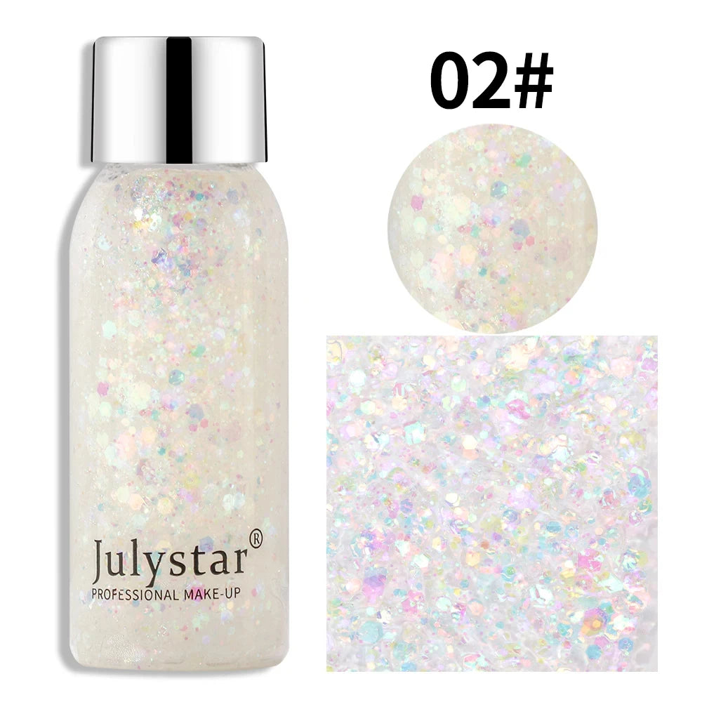 Body Glitter Sequins Gel Longlasting Liquid Face Shimmer Multicolor Eye Shadow for Party Music Festival Makeup Accessory 30ml Oasis Select 02