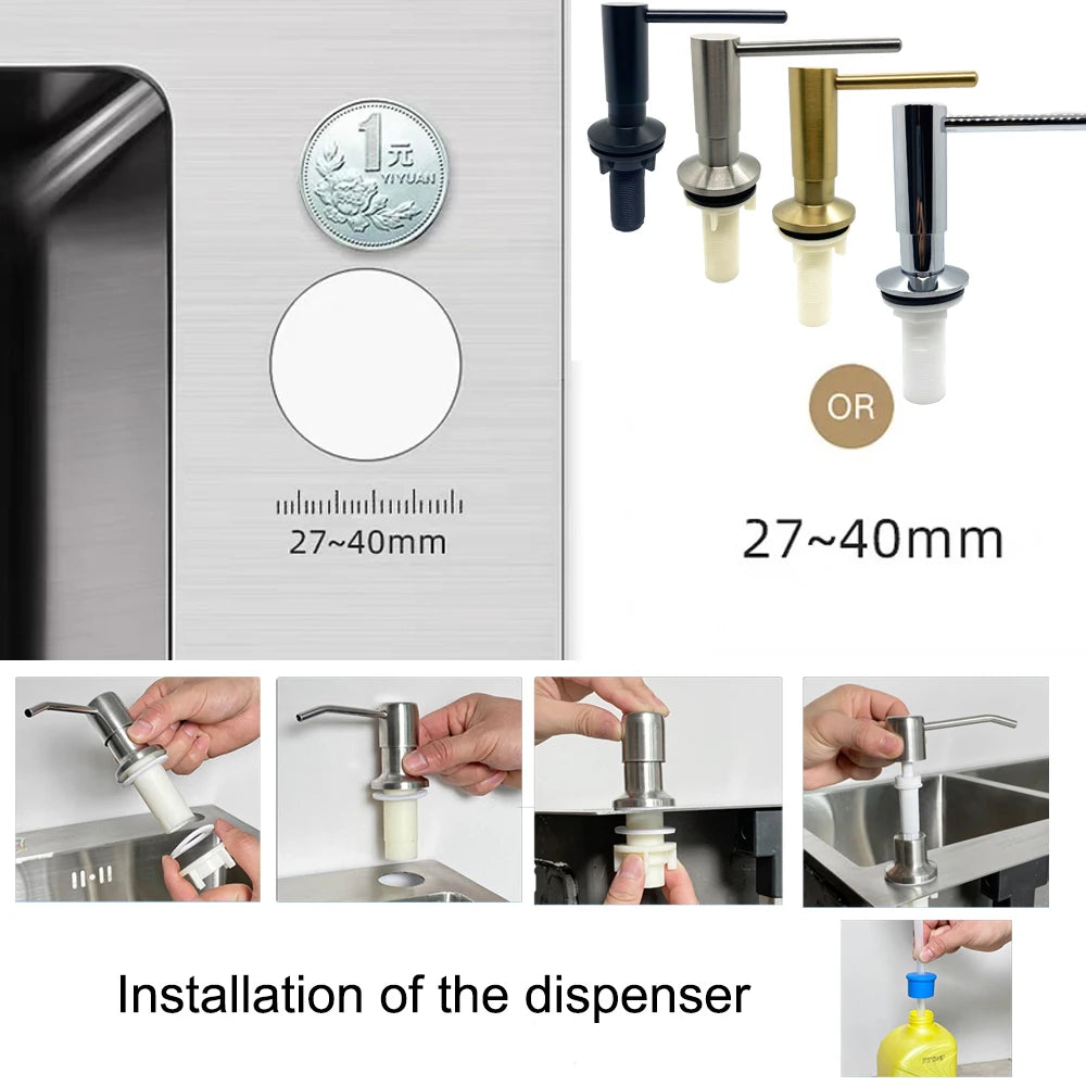 Brass Kitchen Sink Liquid Soap Dispenser Built-in Lotion Pump Head Oasis Select