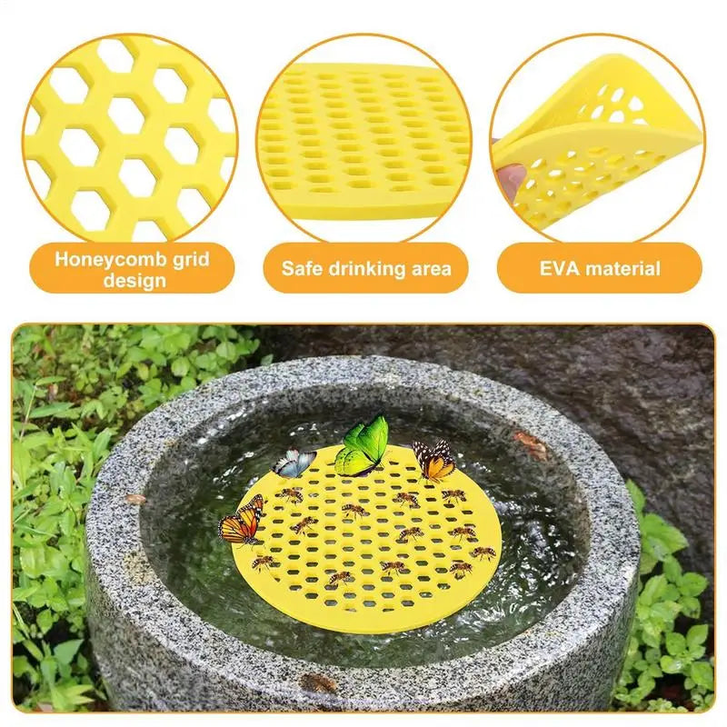 Floating Bee Island-Bee Waterer Hexagonal Bee Insect Drinking Tray Acrylic Beekeeping Setups Luring insects Waterer Catcher Cups Oasis Select