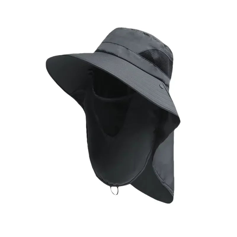 Summer Sun Hats UV Protection Outdoor Hunting Fishing Cap For Men Women Hiking Camping Visor Bucket Hat Neck Flap Fisherman Hat Oasis Select Dark Grey