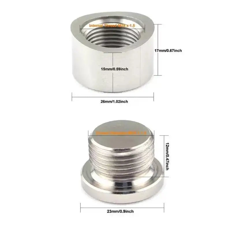 Thread Oxygen Sensor Bung Stainless Steels Plug Wideband Nut Fitting Weld M18x1.5 Car Accessories Oasis Select 1set