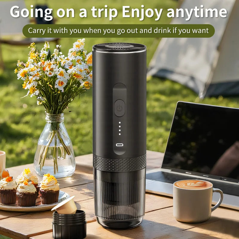 Wireless Electric Espresso Coffee Machine for Car & Home Camping Portable Coffee Maker 2-in-1 Capsule Powder Travel Coffee Maker Oasis Select