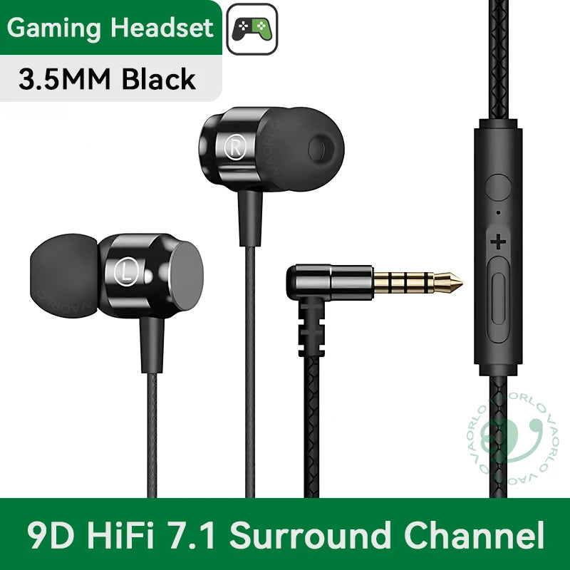 Digital Chip Wired Earphone 3.5mm AUX/Type C 9D HIFI Heavy Bass In-Ear Game Headsets For Samsung Huawei Xiaomi OPPO iPad PC MP3 Oasis Select 3.5MM Black