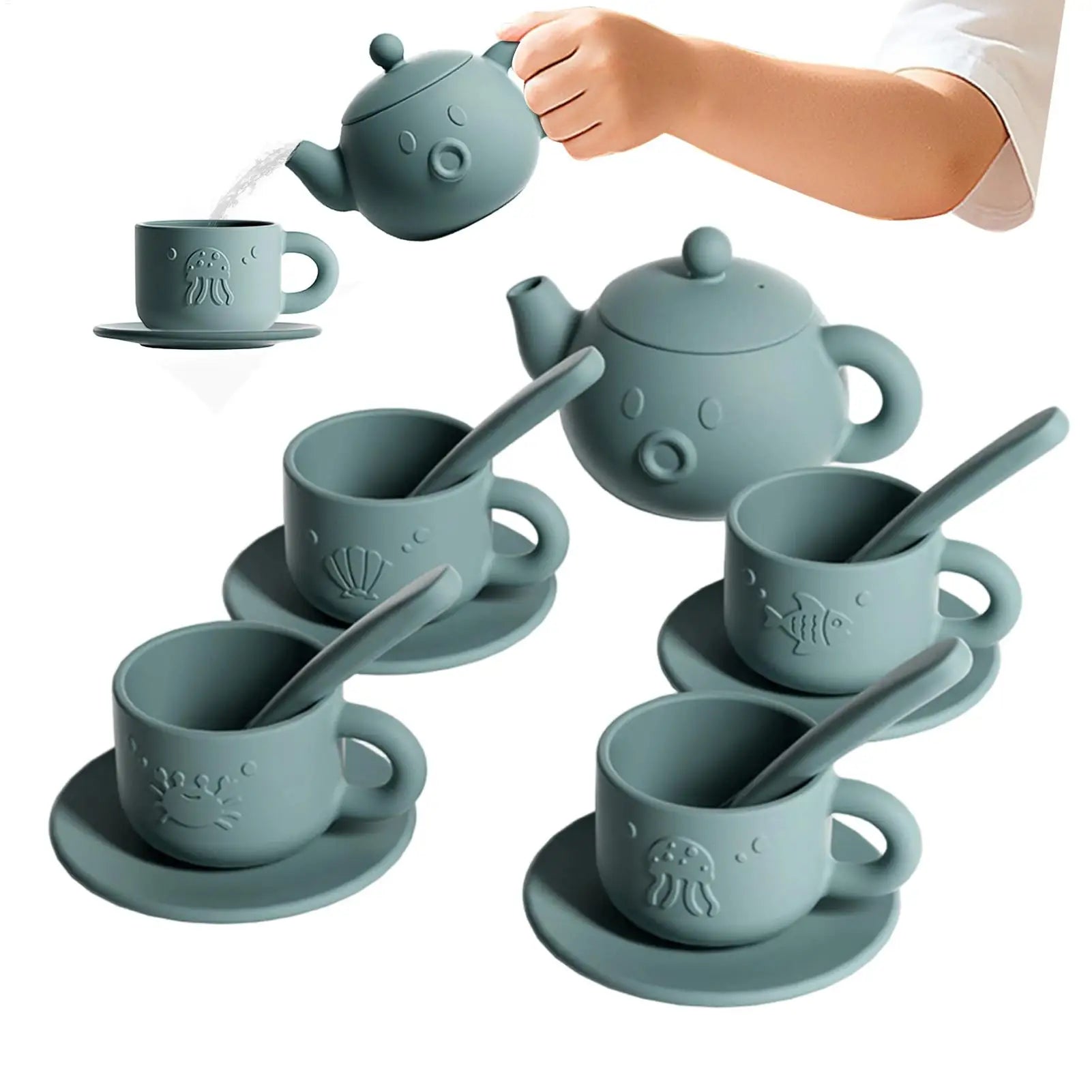 Kids Silicone Tea Party Playset – Pretend Play Toy Ages 3+