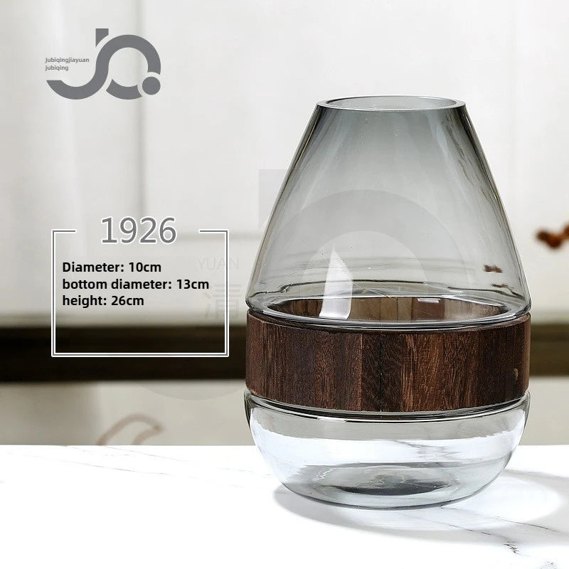 Modern Simple and Creative Wooden Piers Glass Vases Tabletops Home Flower Arrangements and Study Decorations Flower Vase Oasis Select 1926