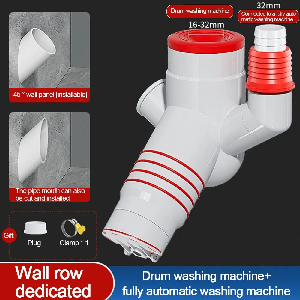 Anti-Odor Washing Machine Drain Pipe Tee Connector Adapter