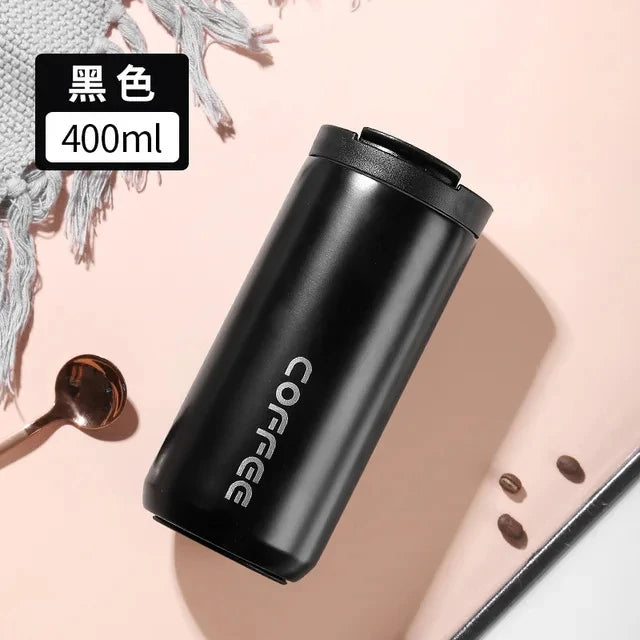 400ML Stainless Steel Coffee Thermos Bottle Thermal Mug Leakproof Car Vacuum Flasks Coffee Cup Travel Portable Insulated Bottles Oasis Select black 401-500ml