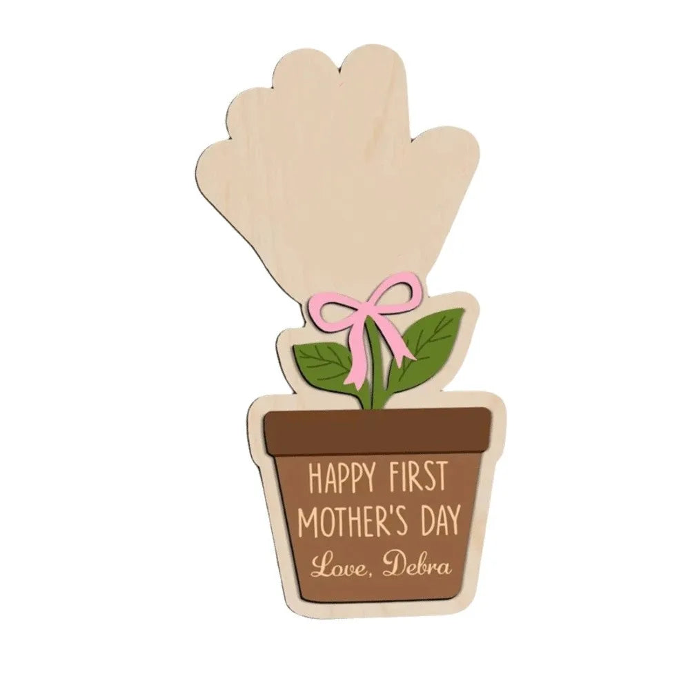 Hand-Painted Mother's Day Wood Plaque | DIY Handprint Sign Gift
