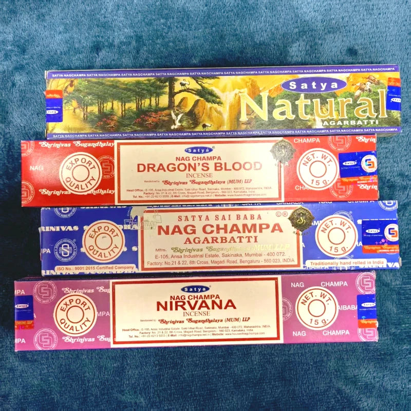 Satya Sai Baba Incense Sticks Hand-Rolled 15g*4boxes , Multiple Scents: Sandalwood, Dragon's Blood, Super Hit, NAGCHAMPA,etc. Oasis Select