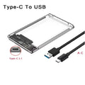 2.5 Inch Transparent HDD Case HDD Enclosure SSD SATA To USB 3.0 Type-C 3.1 Adapter Portable External Hard Drive Box Tool-Free Oasis Select USB C-USB A