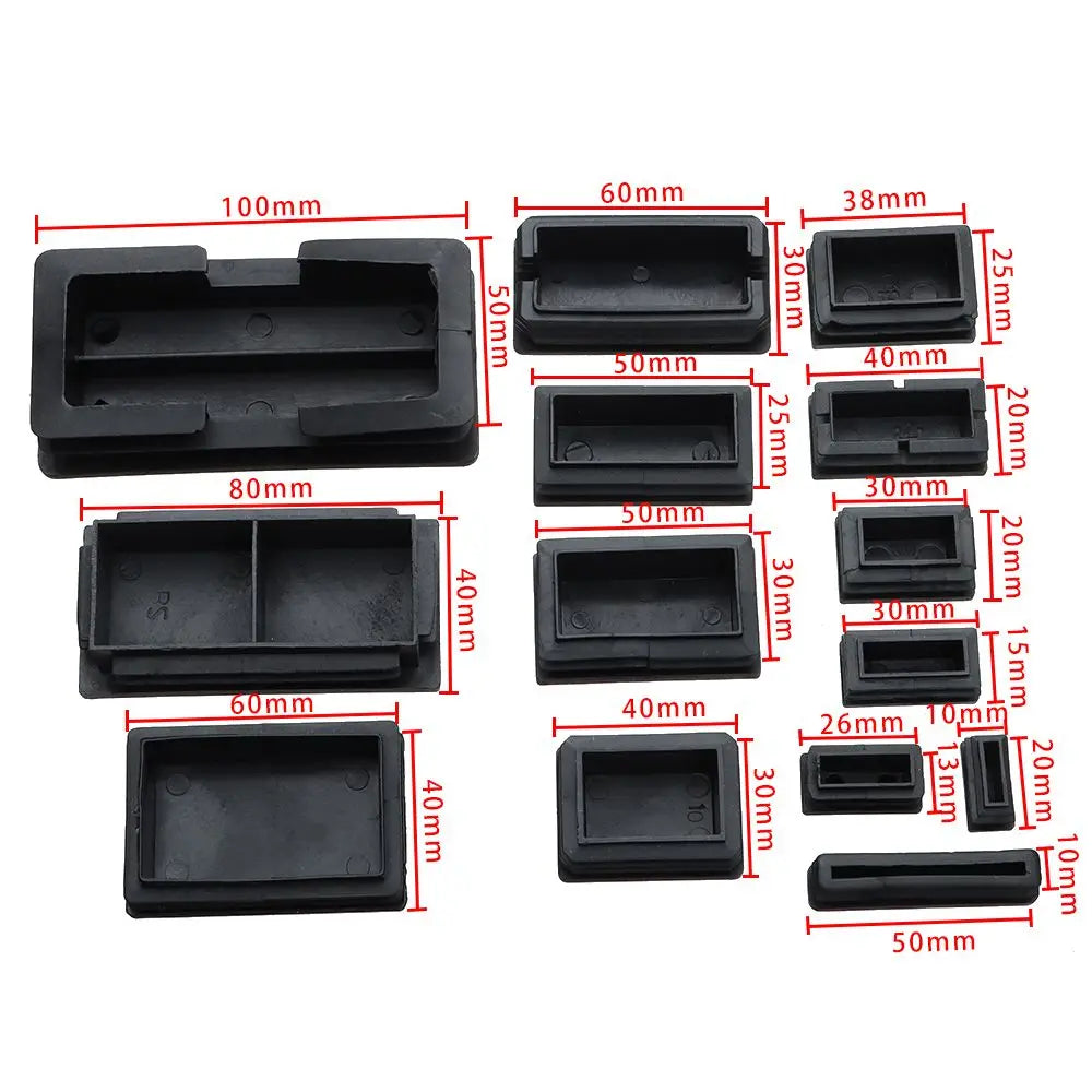 10Pcs Plastic Black Chair Feet Tube Cap Furniture Non-slip Foot Protective Pad Steel Rectangular Tube Plug Dust-Proof Foot Cover Oasis Select
