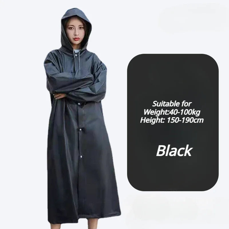 Unisex Thickened EVA Raincoat High-Quality Waterproof Black Rainwear for Men And Women Ideal for Camping Oasis Select Black