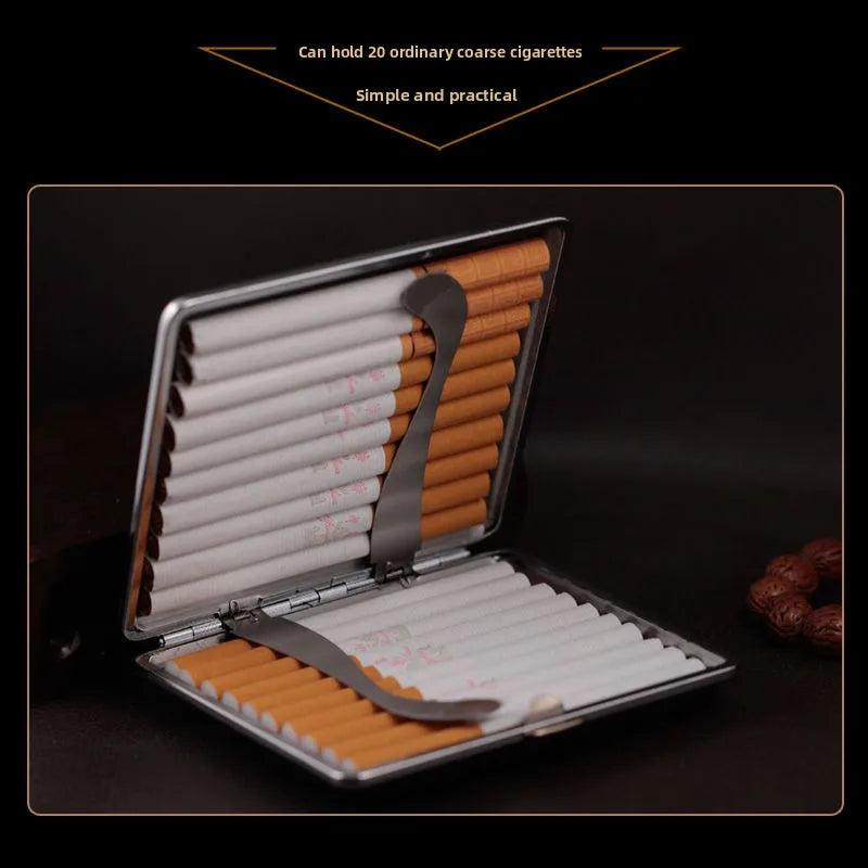 Cowhide Cigarette Box Thick Cigarette Side-flip Ultra-thin Handcrafted Top Layer Classic Men's Retro 20-pack Cigarette Box Oasis Select
