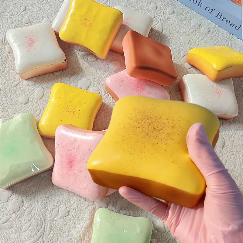 Ultra Soft Slow Rising Cream Toast Squishy Realistic Food Stress Relief Decompression Fidget Sensory Toy for Adults Novelty Gift