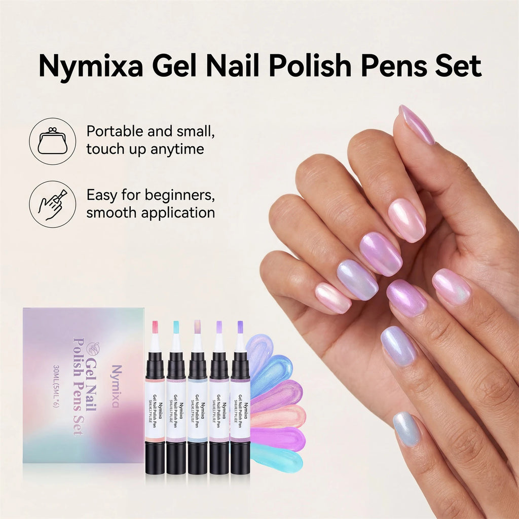 Multi-Color 3in1 Gel Nail Polish Pens Set - Quick Dry Long Lasting No Base Top Coat Needed Easy DIY for Beginners Home Manicure Oasis Select