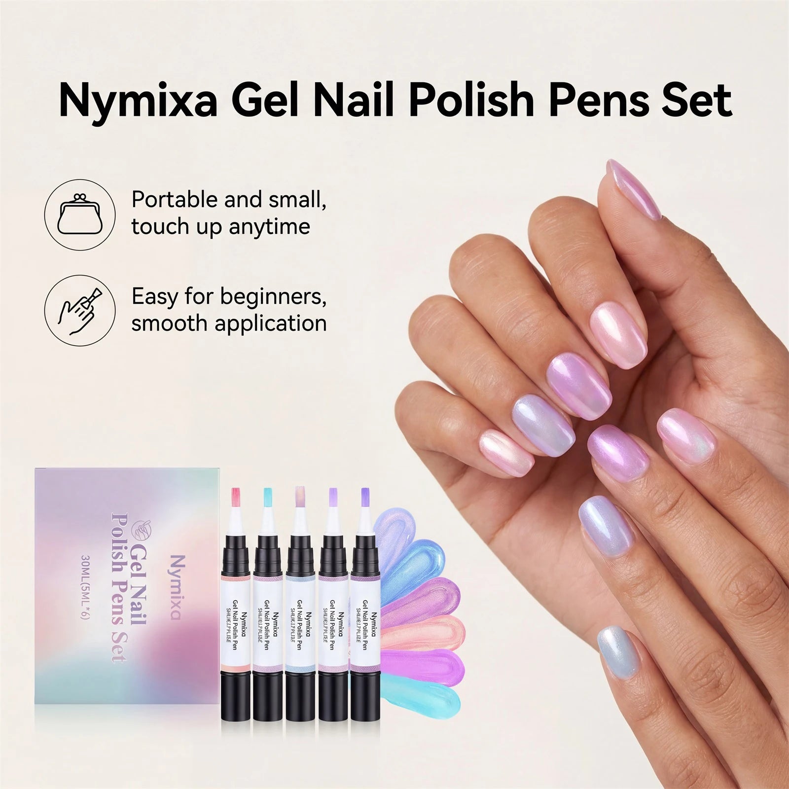Multi-Color 3in1 Gel Nail Polish Pens Set - Quick Dry Long Lasting No Base Top Coat Needed Easy DIY for Beginners Home Manicure Oasis Select